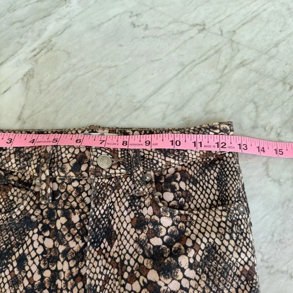 Free People We The Free Raw High Rise Snake Print Skinny Jeans Womens Size 26